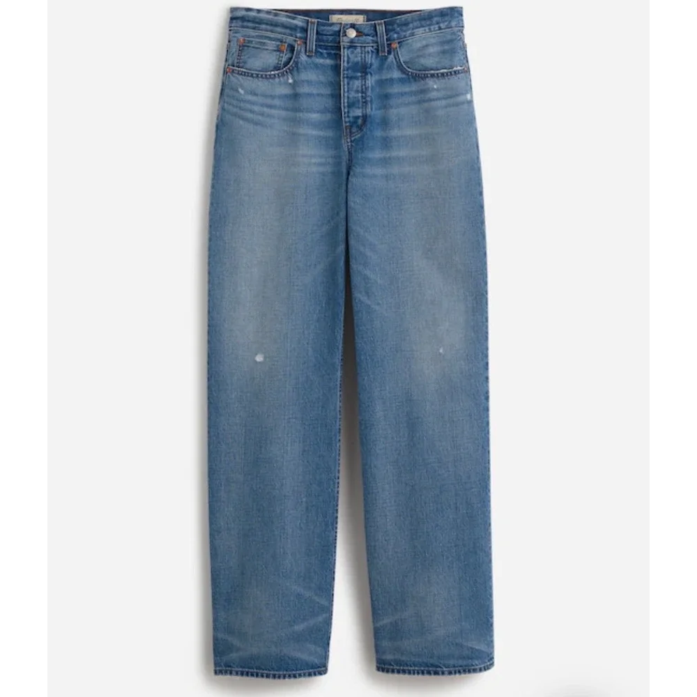 Madewell Low Slung Baggy Wide Leg Jeans Blue Cotton Cone Denim Button Fly 33/31